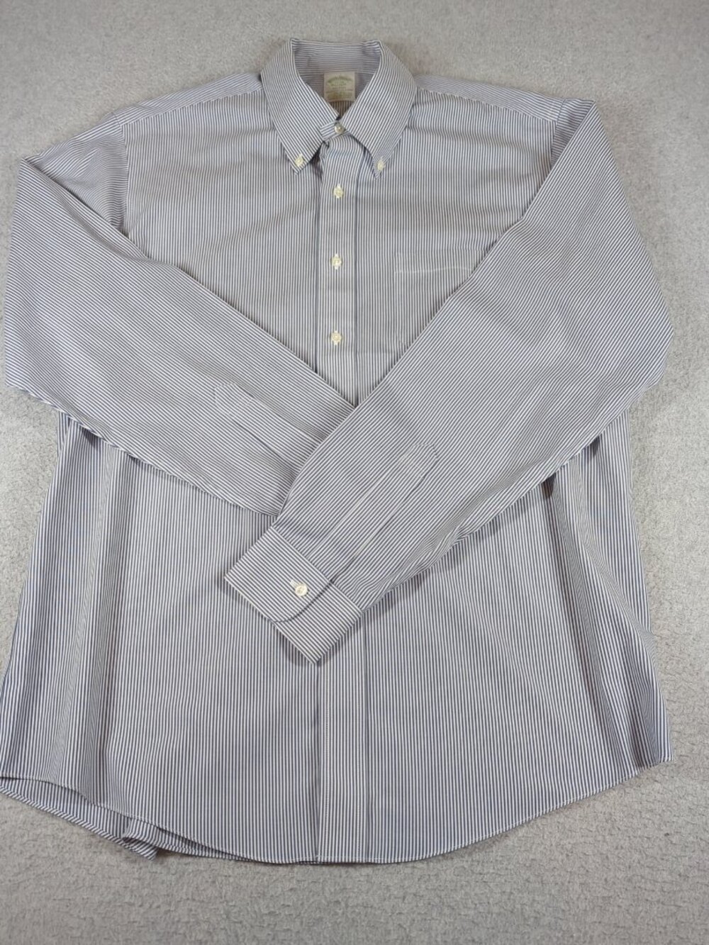 Brooks Brothers Milano Shirt Men's 17-36 Blue Pinstripe Dress Button Down - Picture 2 of 6